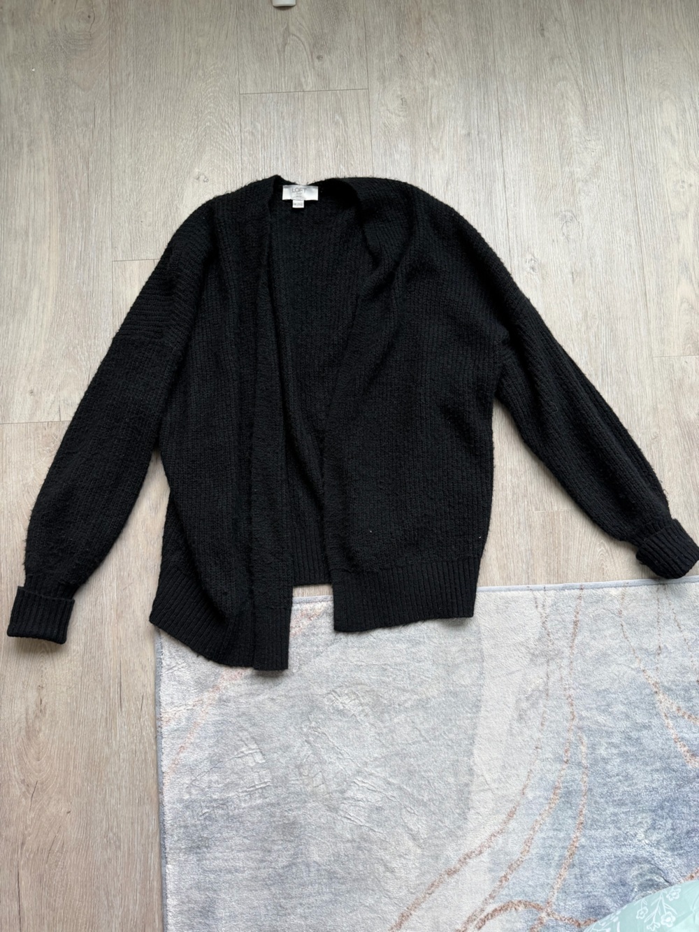 LOFT Outlet Black Women's Cozy Open-Front Sweater Cardigan